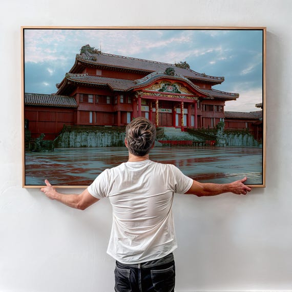 Shuri Castle Print, Okinawa Japan Wall Art, Red Temple Photography