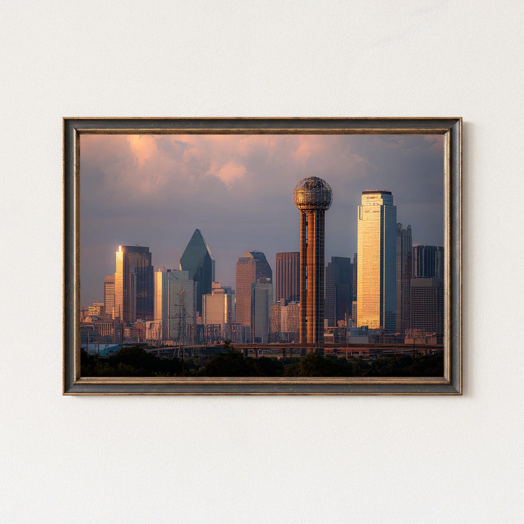 Dallas Skyline Sunset Print – Golden Hour Cityscape Wall Art - Etsy