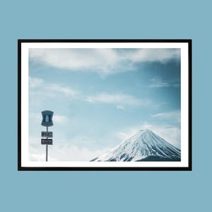 Minimalist Mt Fuji Wall Art | Japan Photography Print with Lawson Sign | Modern Travel Decor
