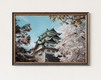 名古屋城の桜のプリント：レトロな日本の旅行ポスター - Etsy 日本