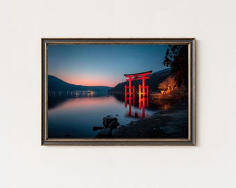 Hakone Torii Gate Japan Sunset Wall Art Print