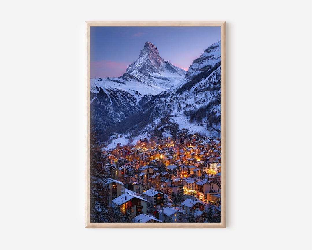 Zermatt Wall Art | Matterhorn Mountain Print | Swiss Alps Winter ...