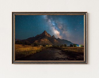 Milky Way Over Watchman Zion | Night Sky Landscape Wall Art Print