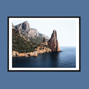 Sardinia Cliffside Wall Art | Italian Coastal Landscape Photography | Mediterranean Sea Print | Nature Travel Decor | Ocean View Framed Art
