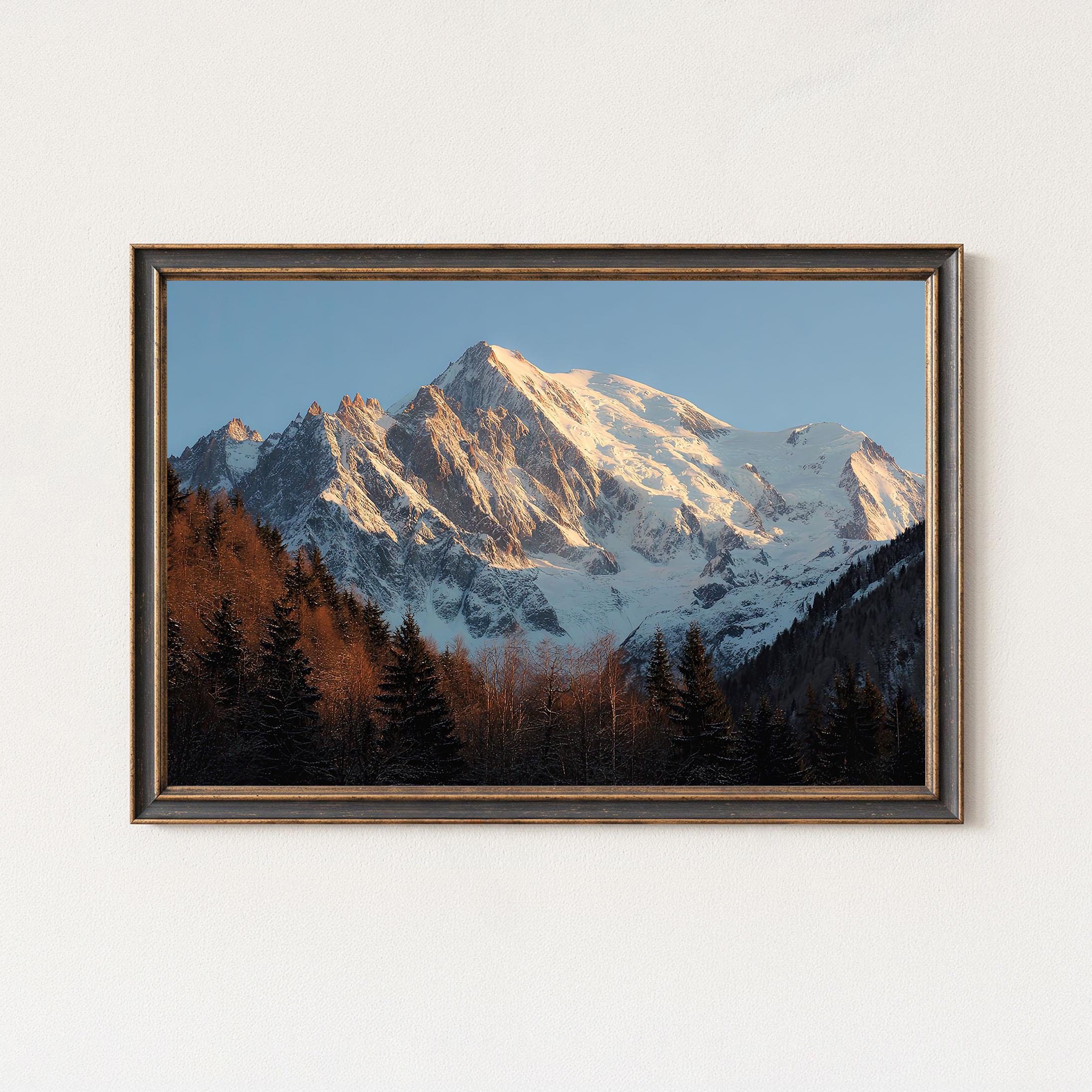 モンブランの雪山の日の出風景ウォールアートプリント - Etsy 日本