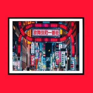 Impressão fotográfica neon do Tokyo Kabukicho: Arte de parede do Japão em Shinjuku