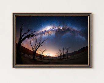 Milky Way Desert Panorama | Night Sky Landscape Wall Art Print