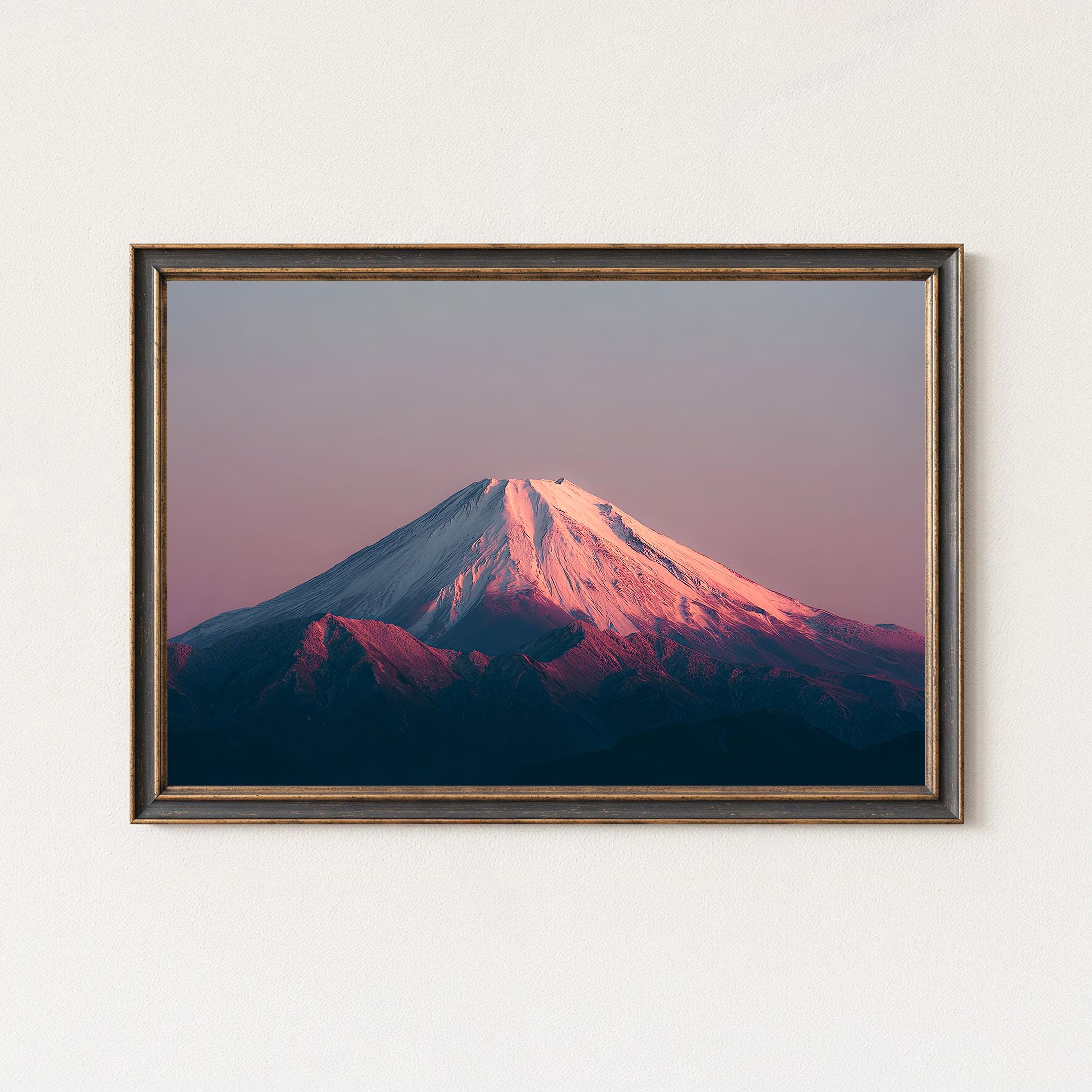 Mount Fuji Sunrise Print | Japan Mountain Wall Art | Pink