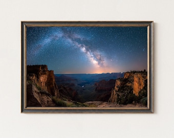 Grand Canyon Milky Way Photography Print – Night Sky Landscape Wall Art, Canyon Stars Decor