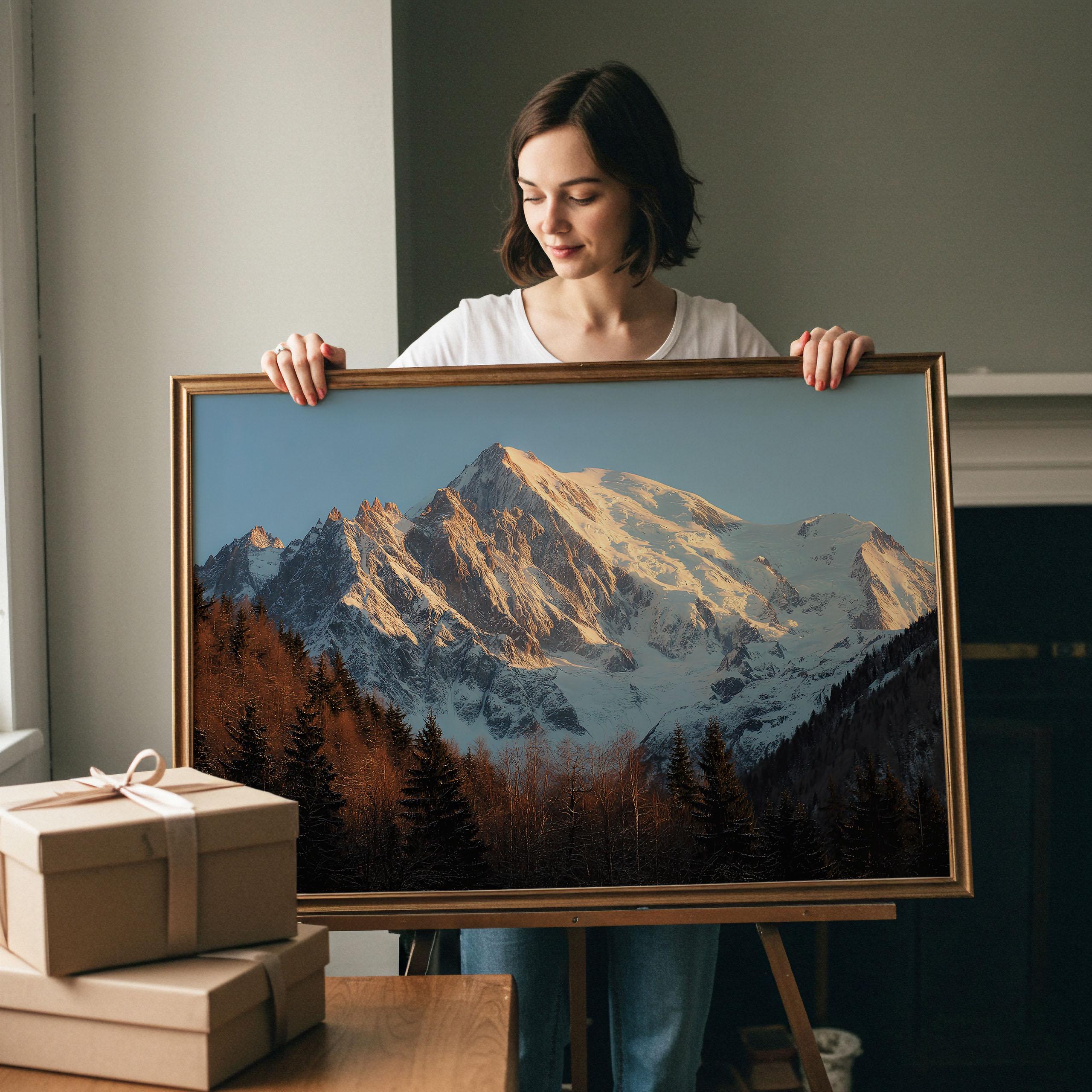 モンブランの雪山の日の出風景ウォールアートプリント - Etsy 日本