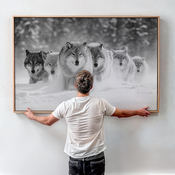 Wolf Pack in Snow – Black and White Wildlife Wall Art - Etsy Israel