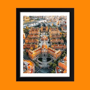 Barcelona Sagrada Família Aerial Print – Cityscape Wall Art – Modern Travel Photography – Spanish Architecture Home Decor