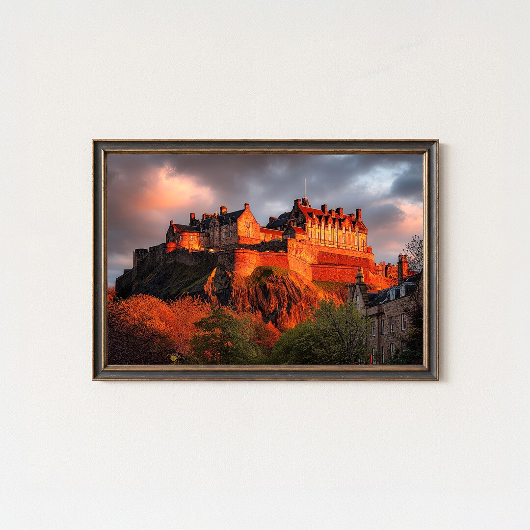 Edinburgh Castle Sunset Warm Golden Light Wall Art Print - Etsy