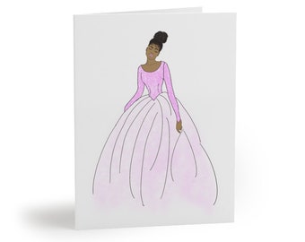 Pretty Black Girl Princess Pink Ball Gown Note cards