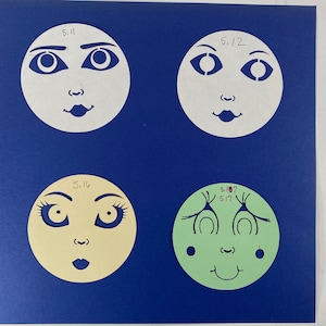 Mylar Stencils for Cloth Fabric Doll Face  Set #4 (Mylar)