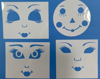 Doll Face Stencil  Set #1 (Mylar)