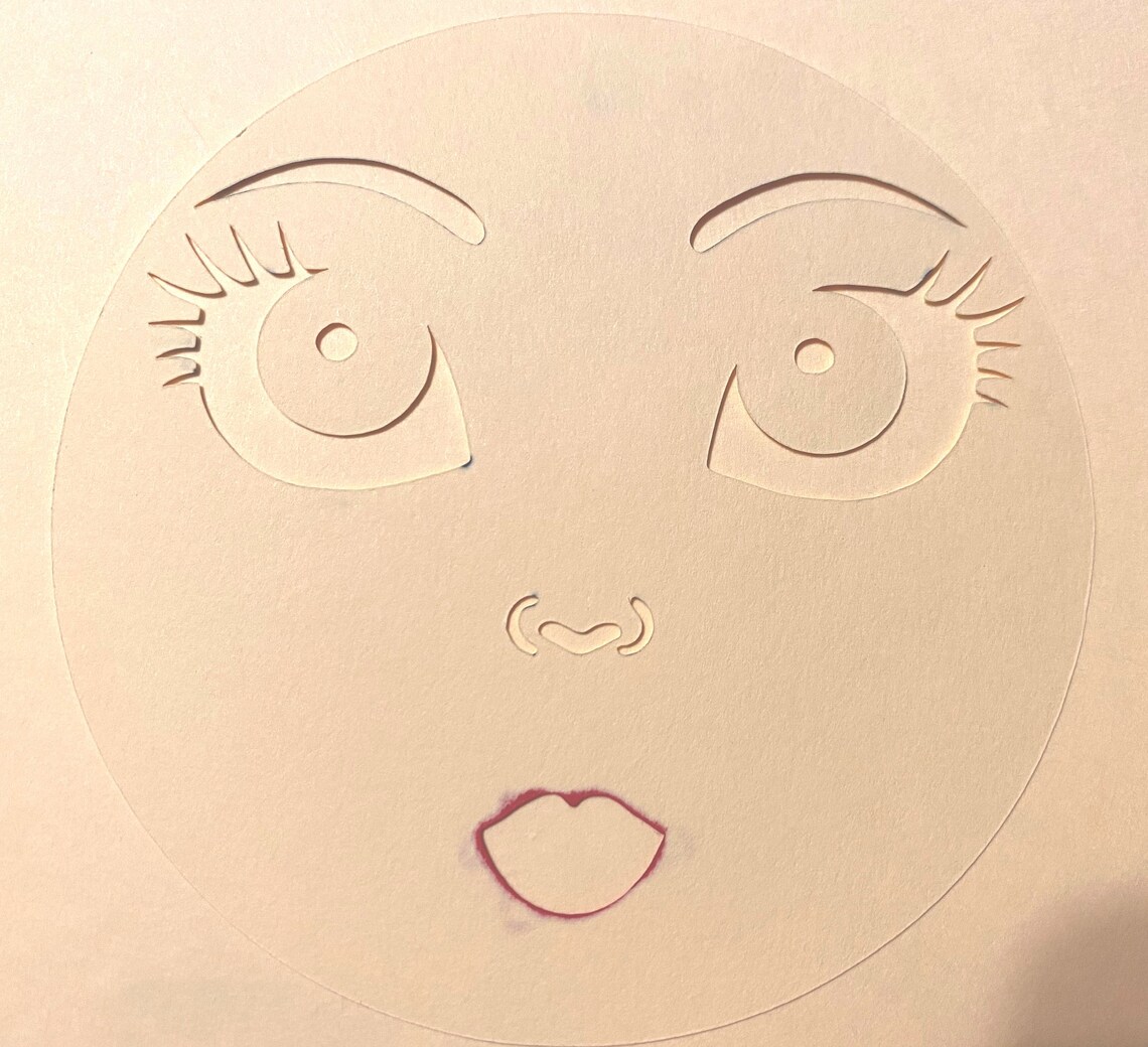 Doll Face Reusable Stencil Template Mylar For Cloth And Fabric Doll doll-face-reusable-stencil-template-mylar-for-cloth-and-fabric-doll