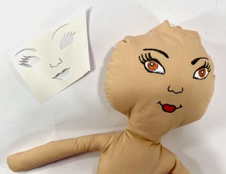 Doll Face Stencil CardStock Etsy free-rag-doll-face-painting-templates-alice-s-bear-shop