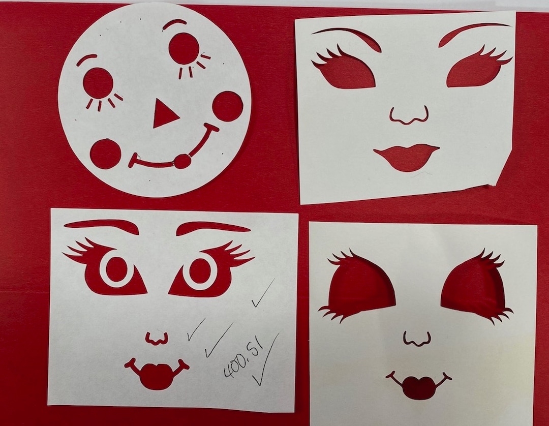 Doll Face Stencil Set 1 cardstock Etsy
