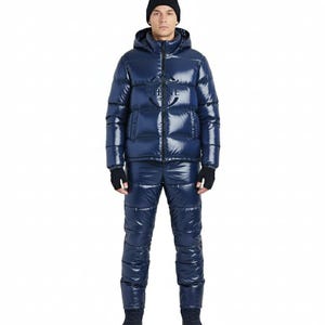 Men and Women Shiny Puffer Suit Set | Glossy Winter Jacket & Pants