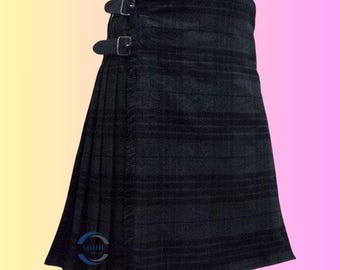 Handmade Night Watch Tartan Kilt: Heavy Wool Scottish Highland Kilt