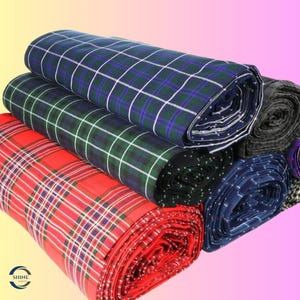 Custom 16oz Scottish Tartan Fabric by the Yard – 54” Wide – Choose from 50+ Clan Plaid Patterns