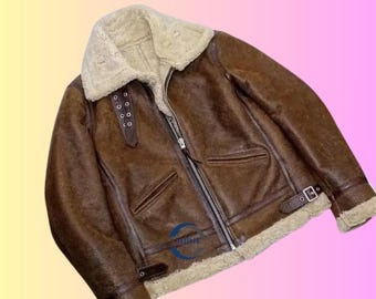 Vintage Wind Armor Sheep Skin Leather Heavy Jacket Outerwear Rider