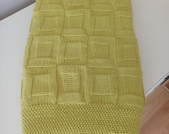Organic Cotton Baby Blanket, Sağlık Green Knit Blanket, Gender Neutral Nursery Gift, Heirloom Throw