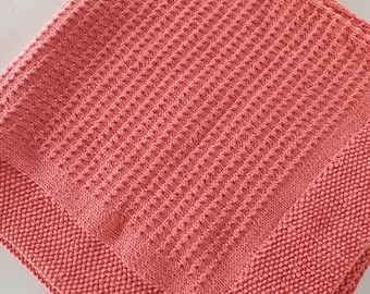 Ręcznie robiony na drutach kocyk dla dziecka z organicznej bawełny, miękki i neutralny, prezent dla noworodka do pokoju dziecięcego