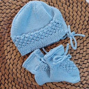 Cozy Baby Boy Hat and Booties - Hand-Knitted With Love for a Newborn