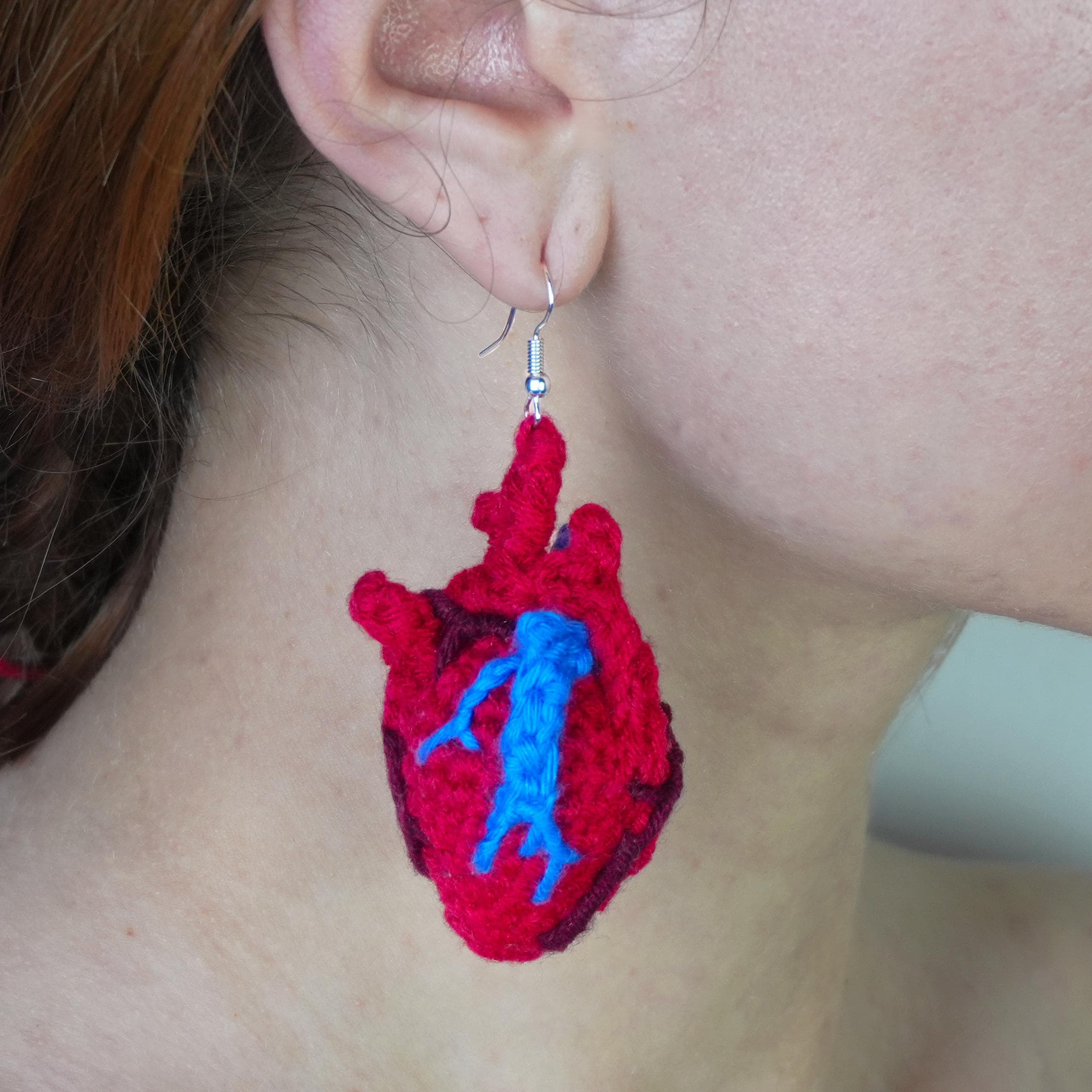 Orecchini Cuore Anatomico Oro Su Argento Sterling, Orecchini Cuore - Foto 8