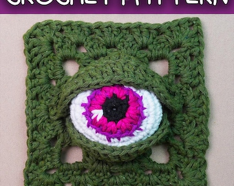 Eye GrannySquary Häkelanleitung: Gothic Granny Square mit Granny Square (PDF Download)