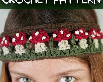 Fairy Headband Crochet PATTERN: Cottage Core Whimsical Mushroom Headband (PDF Download)