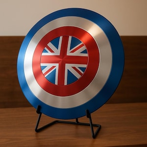 Réplica del escudo del Capitán Carter / Accesorio metálico estilo vibranium de la Union Jack / Escudo de cosplay de Peggy Carter / Escudo del Capitán América británico