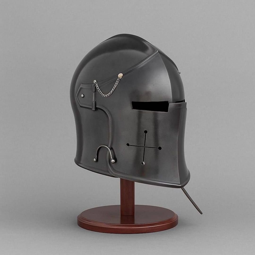Middeleeuwse Vizier Barbute Helm Europese Tempeliers Cross Helm Ridders Warrior LARP helm Crusader Barbute Rollenspel kostuums