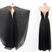 Cara reviewed VINTAGE 60s Black Nude Illusion Peignoir Set | Deep Plunge Nightgown | Sheer Chiffon Batwing Cape Robe | Bewitched Style | Formfit Rogers