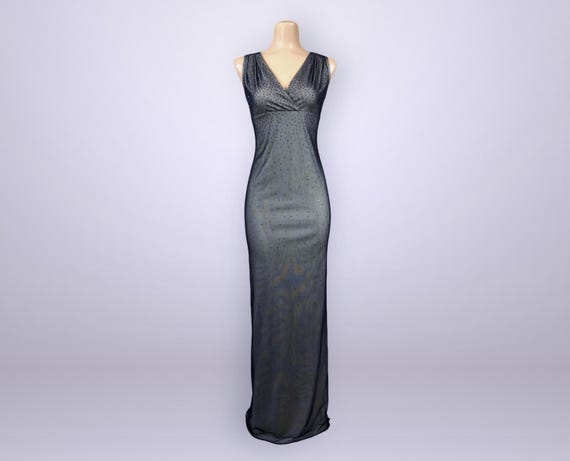 VINTAGE 90s Glitter Mesh Long Formal Dress | Sheer Illusion Gown | Size 4  Stretch | VFG - Etsy