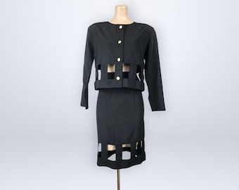Vintage 80s Cutout Skirt and Blouse Avant Garde Two Piece Set by Xabia VFG