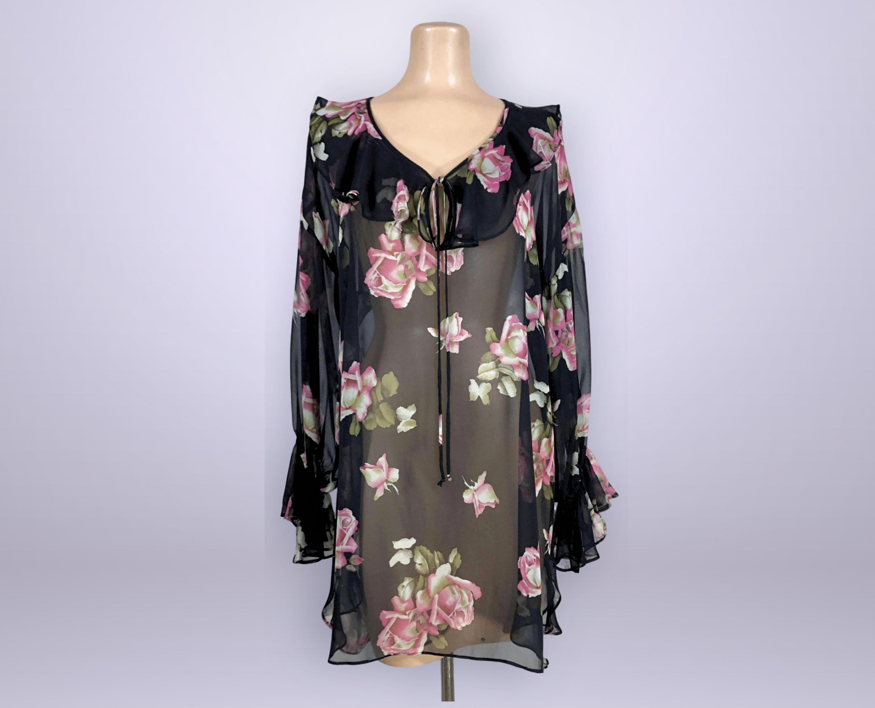 Chemise Victoria's Secret Rose Et Noire Dentelle - Taille 34B, Négligée, Occasion Très Bon état