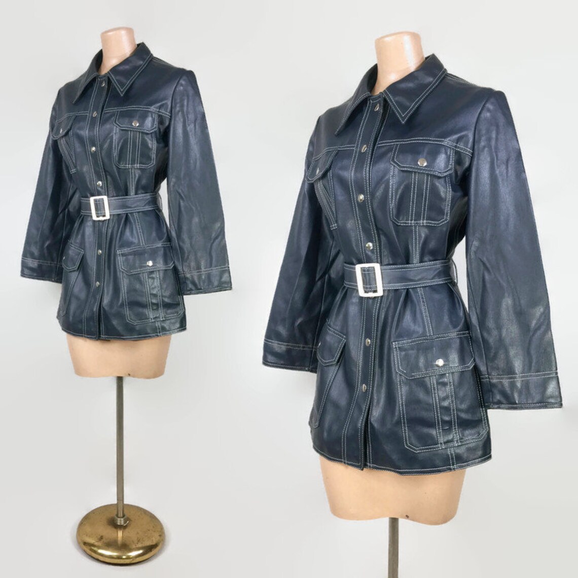 1970s Powder Blue Belted Trench Coat | XS/S