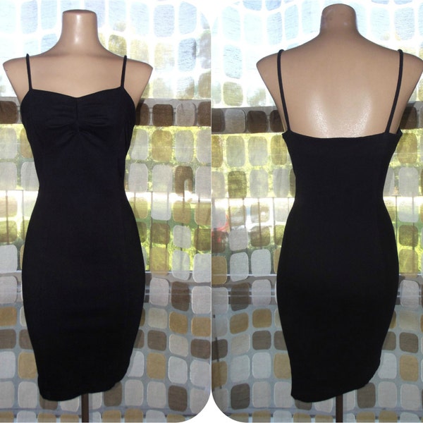 Signature Confirmation For- Vintage 80s Black Sweetheart Ruched Body Con Mini Dress Spandex Sexy Party Small/ S