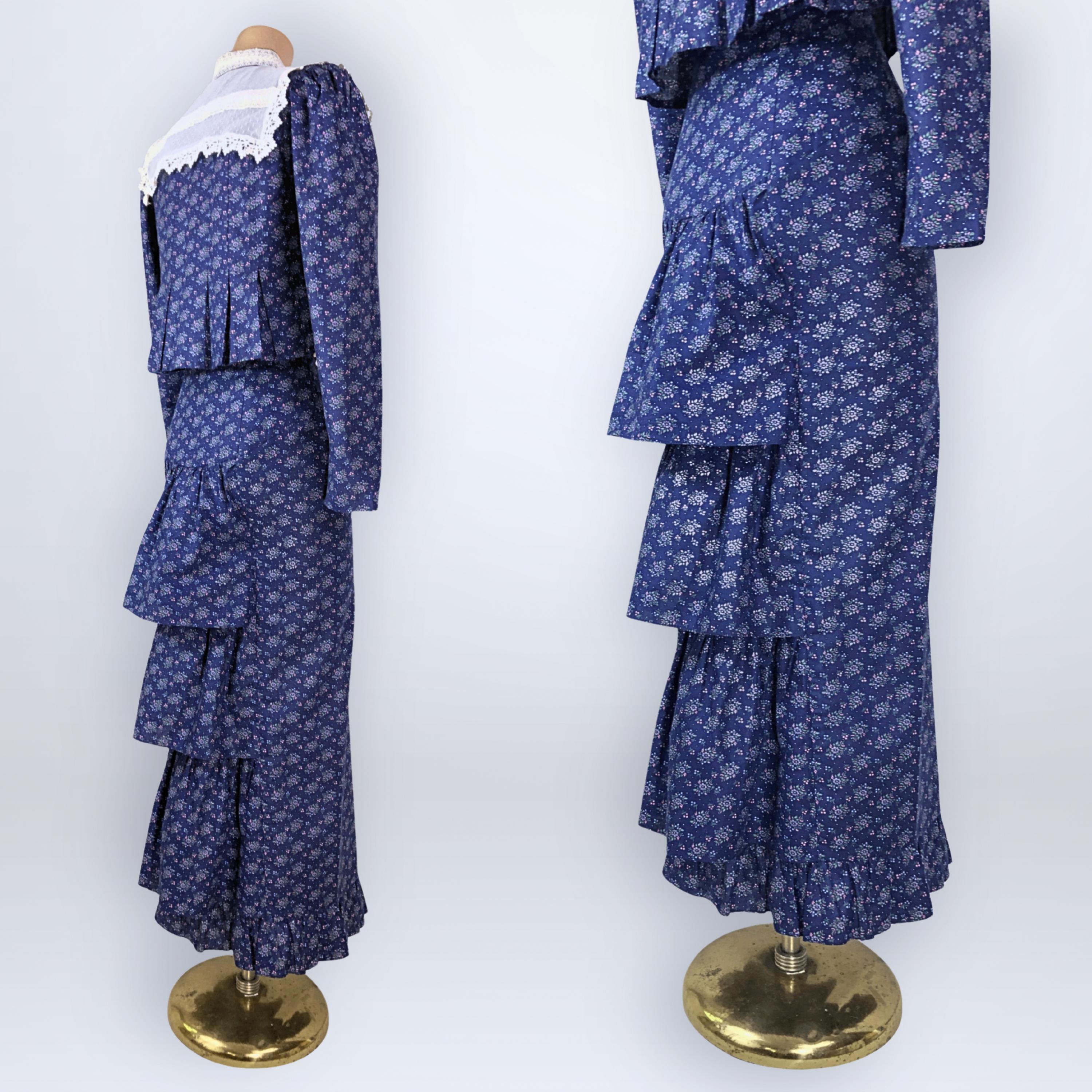 Vintage 70s Gunne Sax Bustle Skirt Peplum Blouse Prairie Revival Set ...