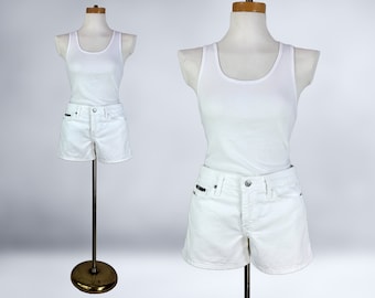 VINTAGE 90s Y2K 5 Pocket Low Rise White Jean Shorts by  l.e.i. Size 5 | 1990s 2000s Denim Shorts 100% Cotton | VFG