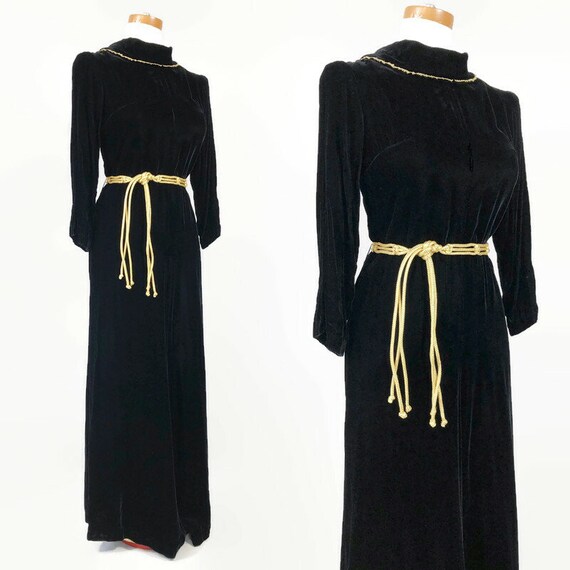 VINTAGE 60s Luxe Black Rayon Velvet Palazzo Pants… - image 5