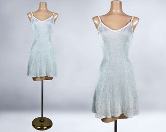80's/90's Gunmetal Metallic Fit and Flare Mini Dress by CDC main image 1