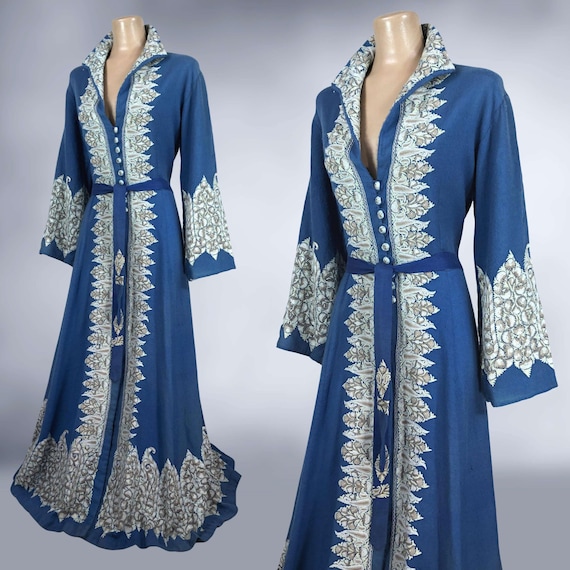 VINTAGE 30s Kashmiri Crewel Embroidered Wool Coat… - image 6