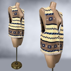 VINTAGE 90s Southwestern Style Knit Sweater Vest by Hunt Club Size XL Tall 1990s 100% Cotton Preppy Grunge Sweater VFG image 5