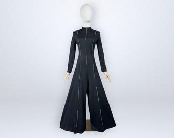 Vintage 60s Lillie Rubin Rhinestone Palazzo Ultra Wide Leg Jumpsuit Hostess Mod Outfit VFG