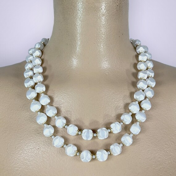 Collier Vintage Double Rang De Perles Blanches - Bijou Rétro En Excellent état