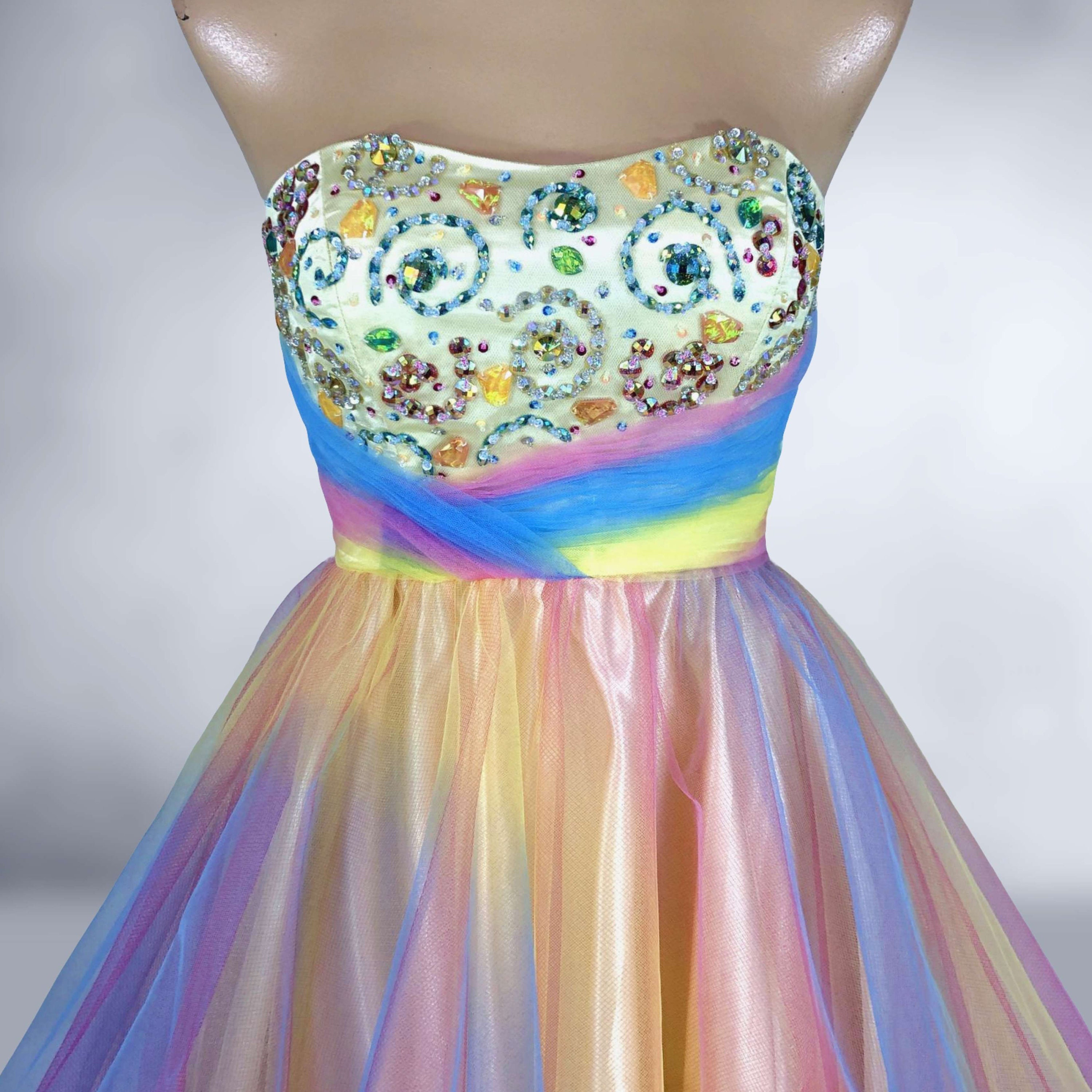 VINTAGE Y2K 00s Rainbow Candyland Tutu Party Dress by Cire VINTAGE Y2K 00s Rainbow Candyland Tutu Party Dress by Cire